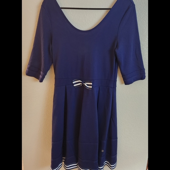 Tommy Hilfiger Blue Pleated Nautical Sailor Retro Mod Fit and Flare Dress - Picture 1 of 9